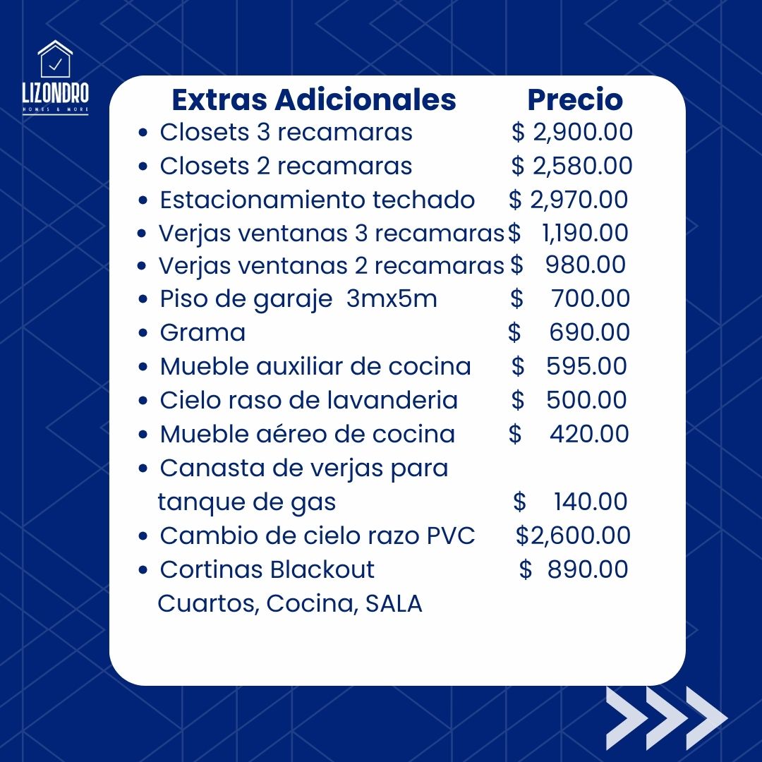 colinas quiteño lista de precio